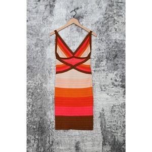 Missoni Sunset Colorful Striped Bandage Sleeveless Bodycon Dress Size 6